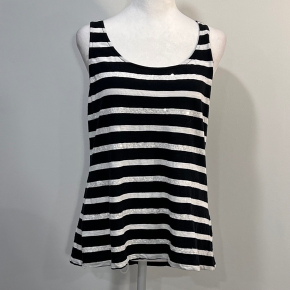 Banana Republic Tops - Banana Republic Black & White Sequined Tank Top Size Large